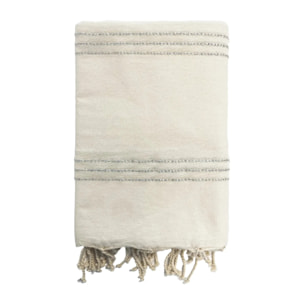 Fouta traditionnelle Isis Écru/Argent 100x200 190g/m²