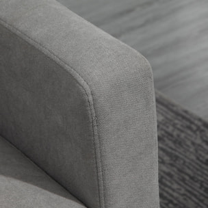 Canapé d'angle 3 places méridienne réversible garnissage mousse haute densité 28D tissu polyester gris clair