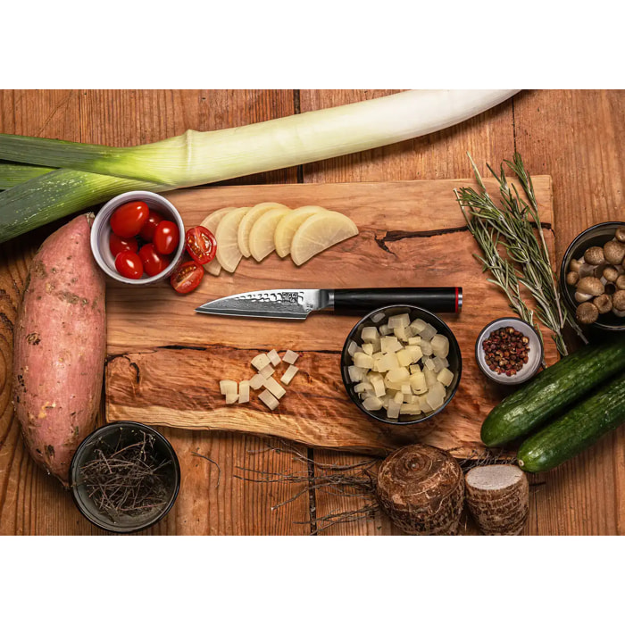 Cuchillo de Pelar martillado - 90mm - Colección Pakka Damascus