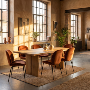 Sedia Imbottita in Effetto Velluto con Gambe in Acciaio, Design Moderno ed Elegante per Sala da Pranzo, Cucina, Soggiorno, Studio e Ufficio