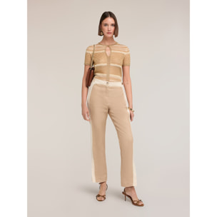Motivi - Pantaloni con piping e spacco sul fondo - Beige