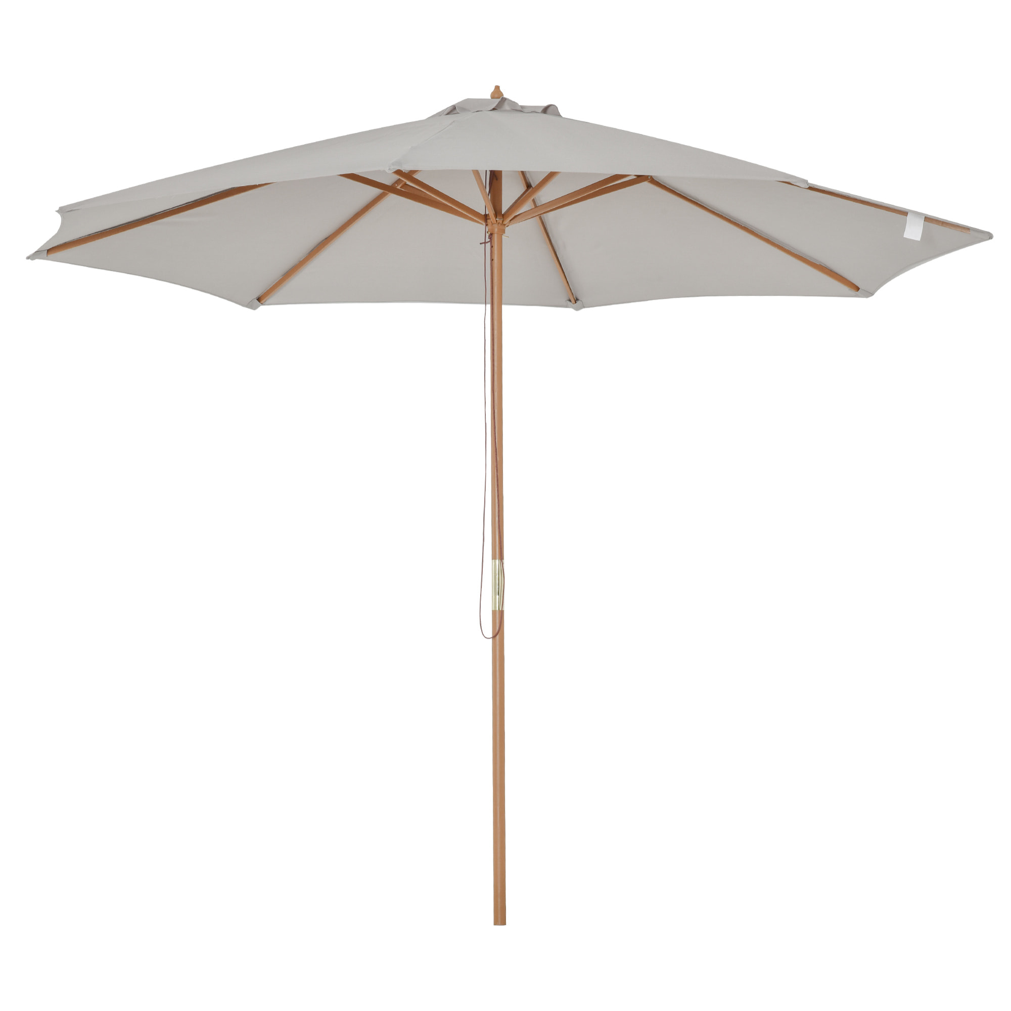 Sombrilla Parasol de Jardín Ø300x250cm con Techo Ventilado y Poste Madera Gris