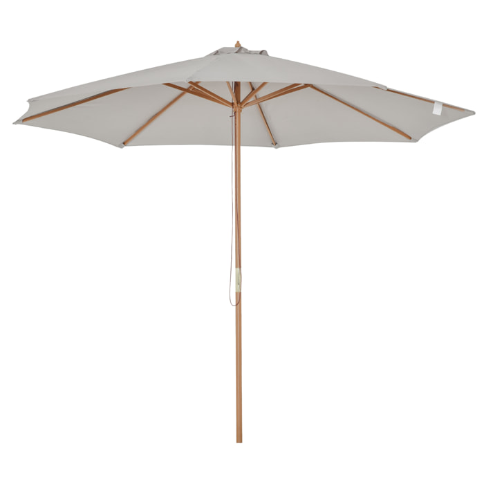 Sombrilla Parasol de Jardín Ø300x250cm con Techo Ventilado y Poste Madera Gris
