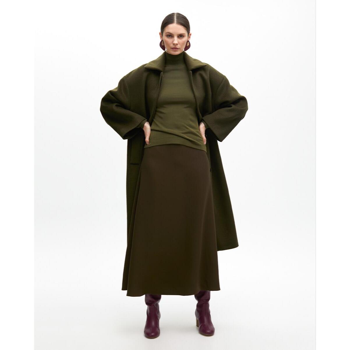 Gonna Evase Crepe Midi