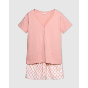 Pijama corto algodón zurich rosa palo