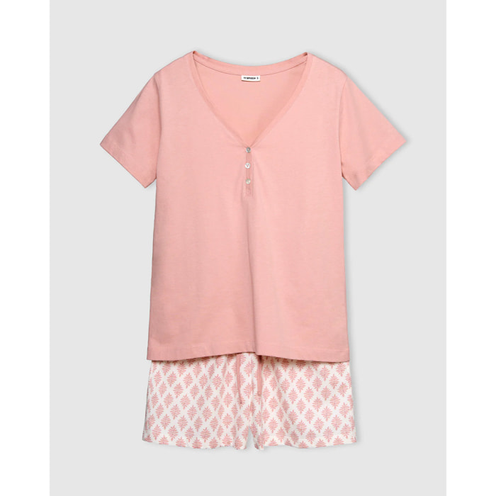 Pijama corto algodón zurich rosa palo