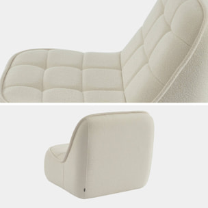 Chauffeuse bouclette texturée 1 place blanc cassé L 93 x P 104 x H 85cm - Boni