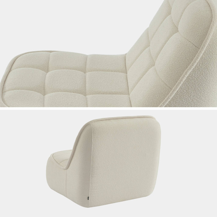 Chauffeuse bouclette texturée 1 place blanc cassé L 93 x P 104 x H 85cm - Boni