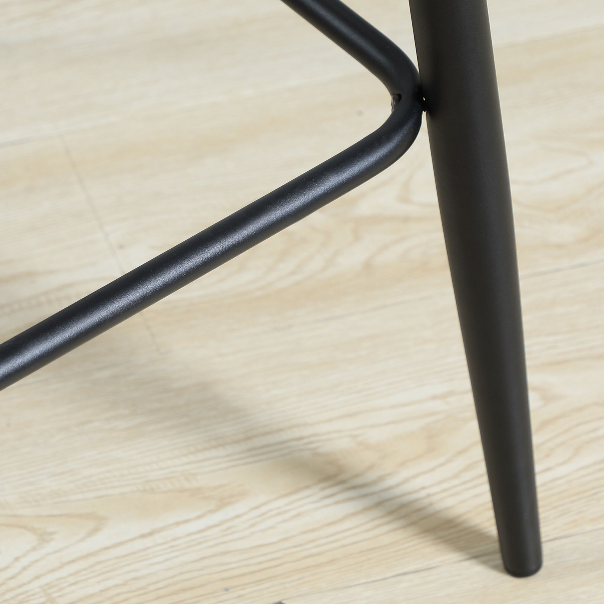 Lot de 2 tabourets de bar – Velours capitonné – Repose-pieds