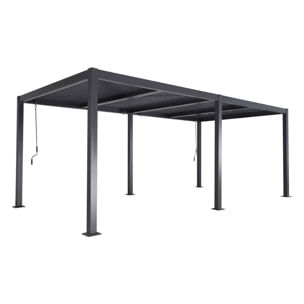 Pergola bioclimatique anthracite. aluminium et acier. 3x6m. lames orientables