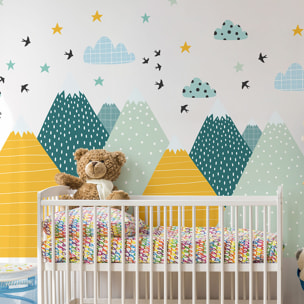 Stickers muraux enfants - Décoration chambre bébé - Autocollant Sticker mural géant enfant montagnes scandinaves ZISKA