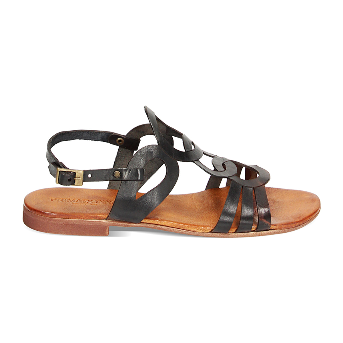 Sandalias bajas negras en vaca