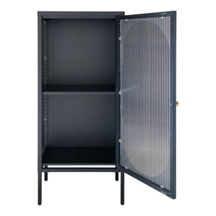 Adelaide Vetrina in Acciaio Nero con Porta in Vetro Rigato