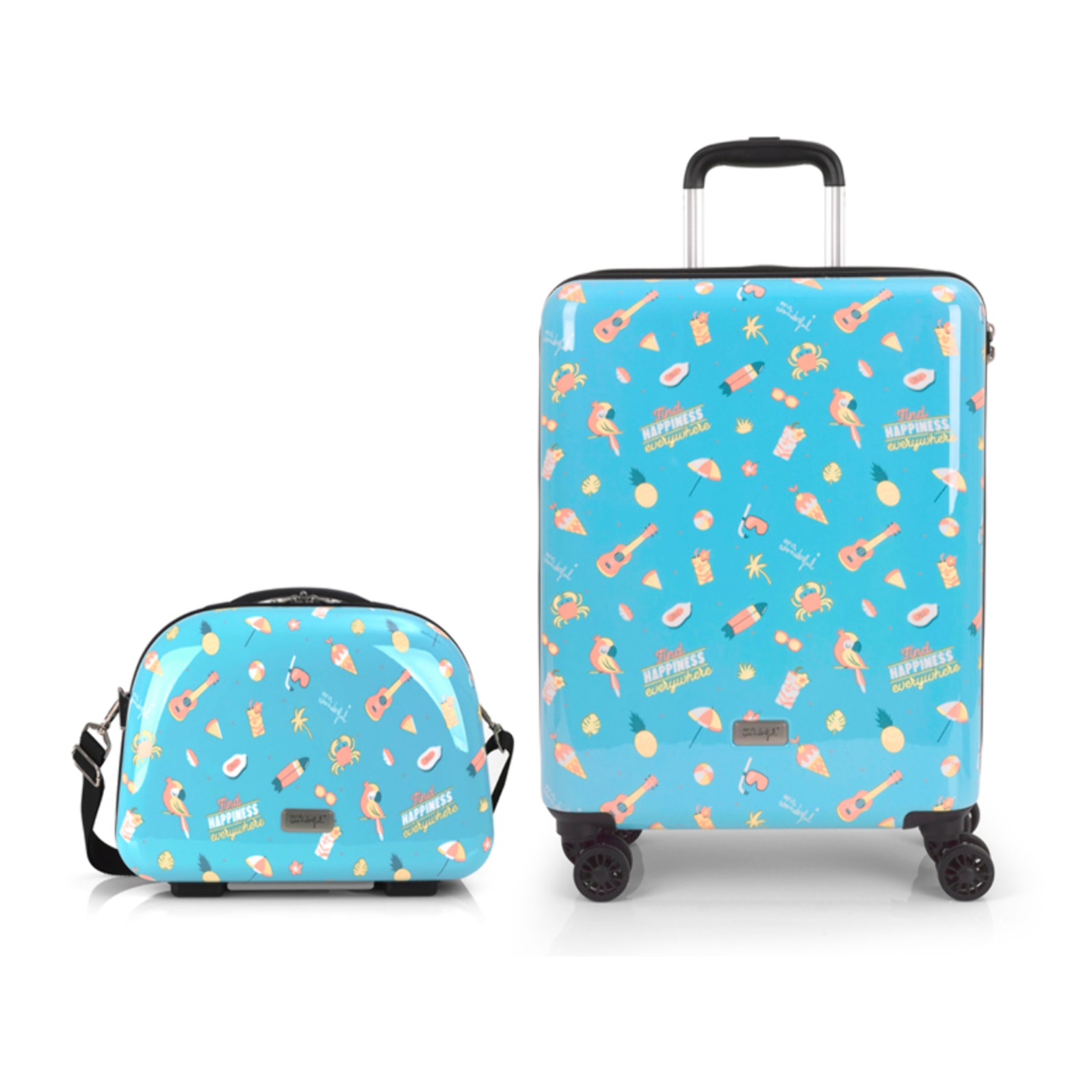 Juego de maletas infantiles ( cabina y neceser ) Happy rígidos con capacidad de 52,2 L