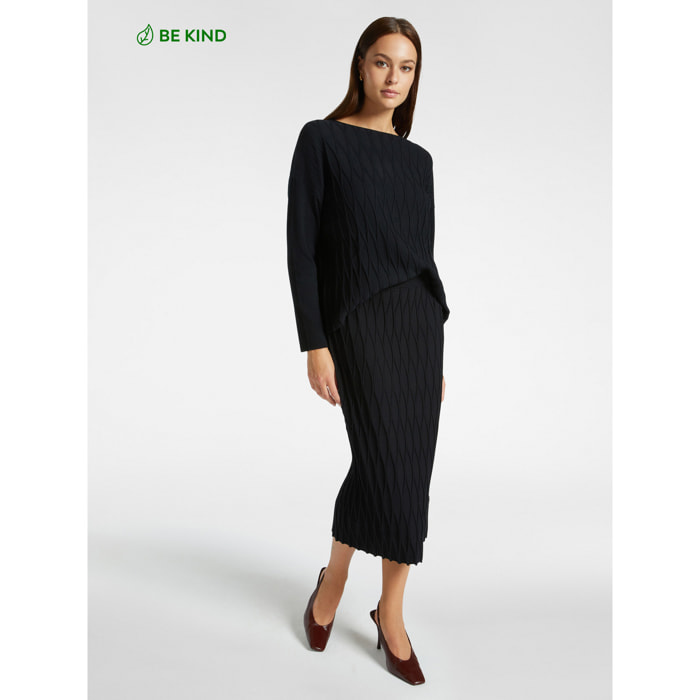 Elena Mirò - Falda en hilo de viscosa LENZING™ ECOVERO™ - Negro