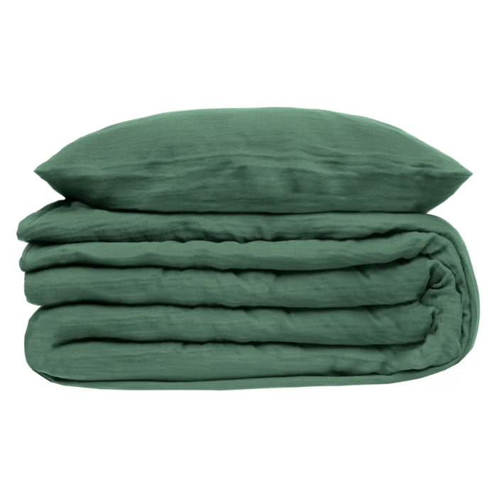 Parure de lit - gaze de coton - vert céladon - 240x220 cm
