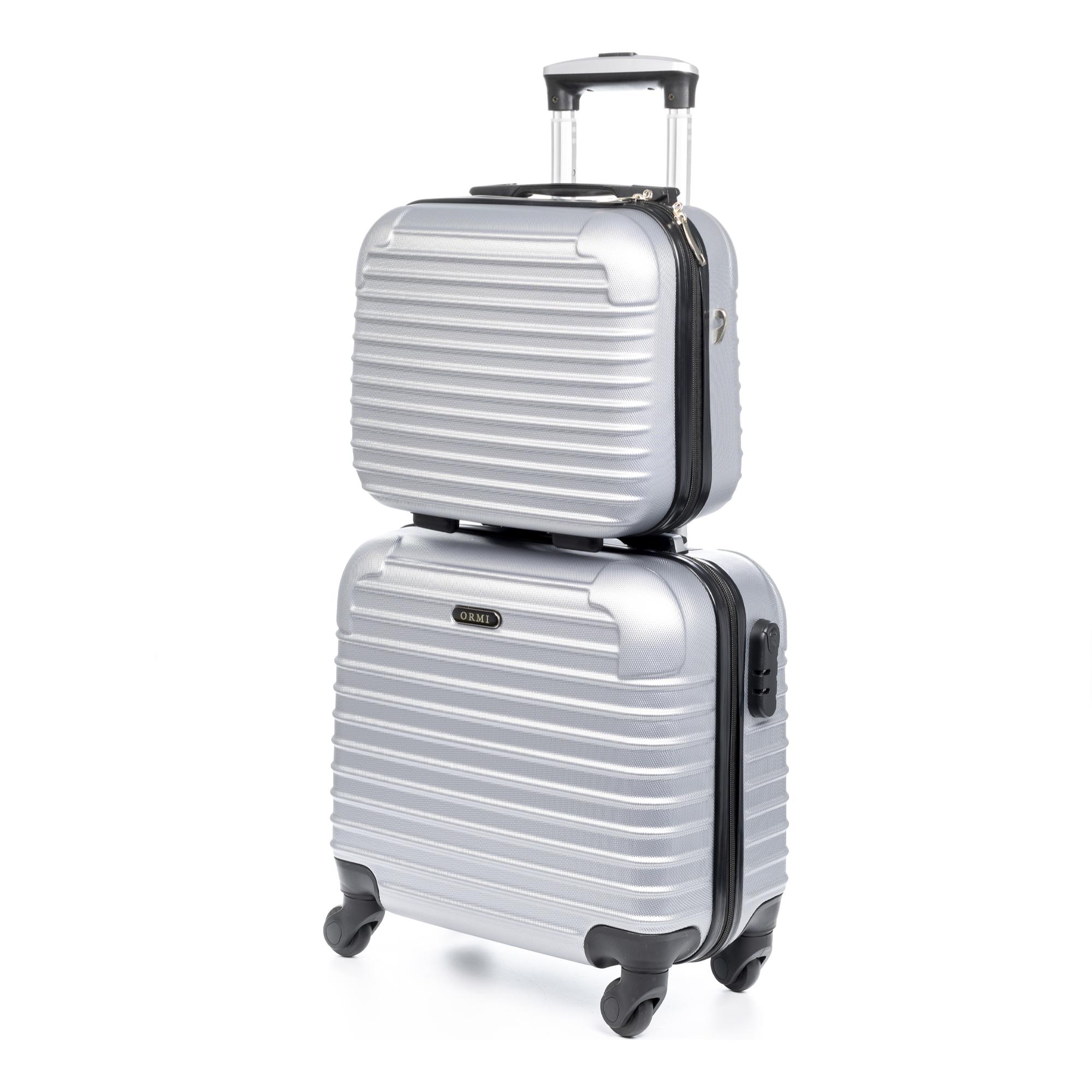 Set trolley e beauty case, in materiale ABS leggero e ad alta resistenza. Blocco numerico, 4 ruote girevoli a 360°.