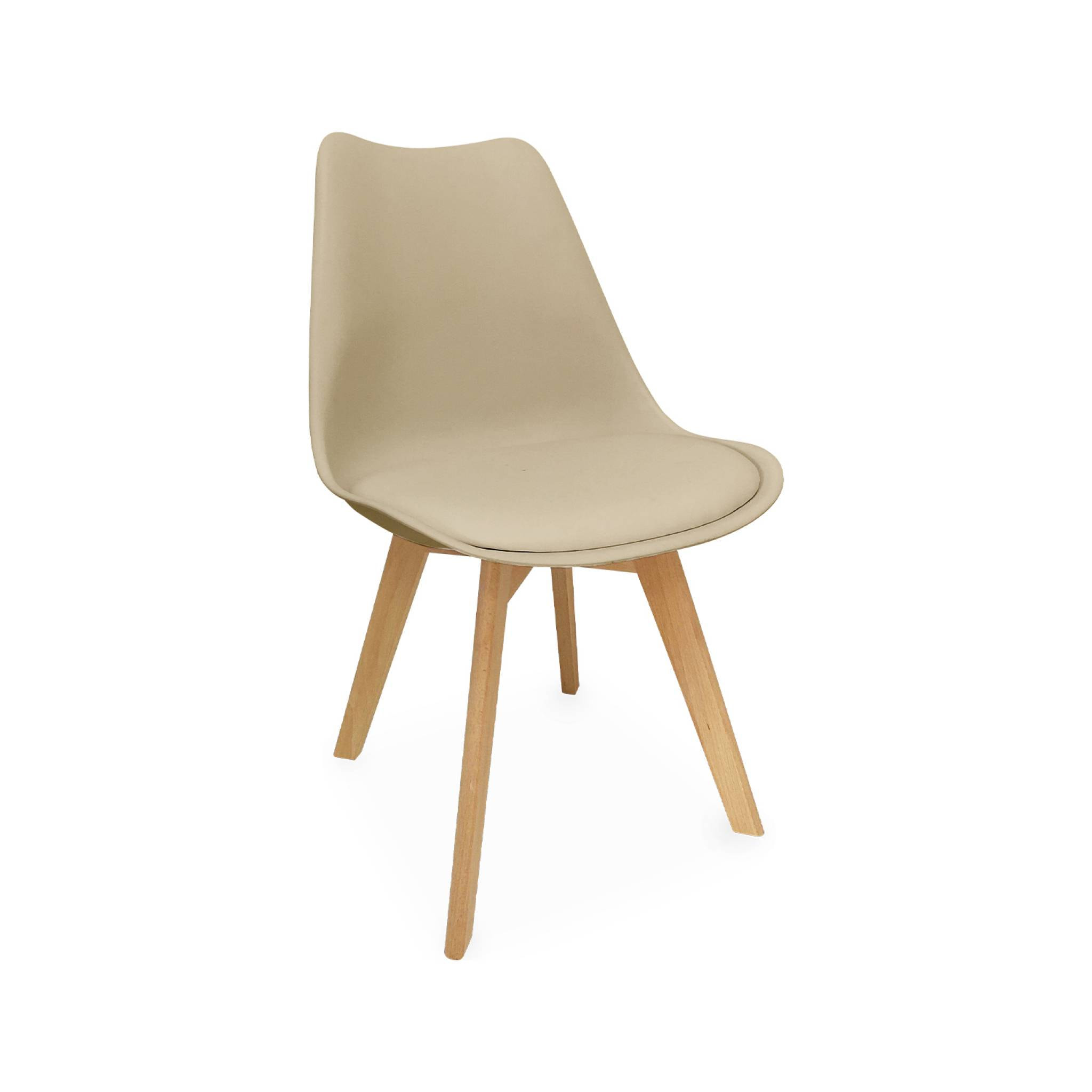 Lot de 4 chaises scandinaves. pieds bois de hêtre. chaise 1 place. cappucinno
