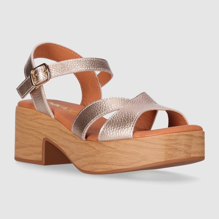Sandalias de Piel - Platino - Tacón: 6 cm