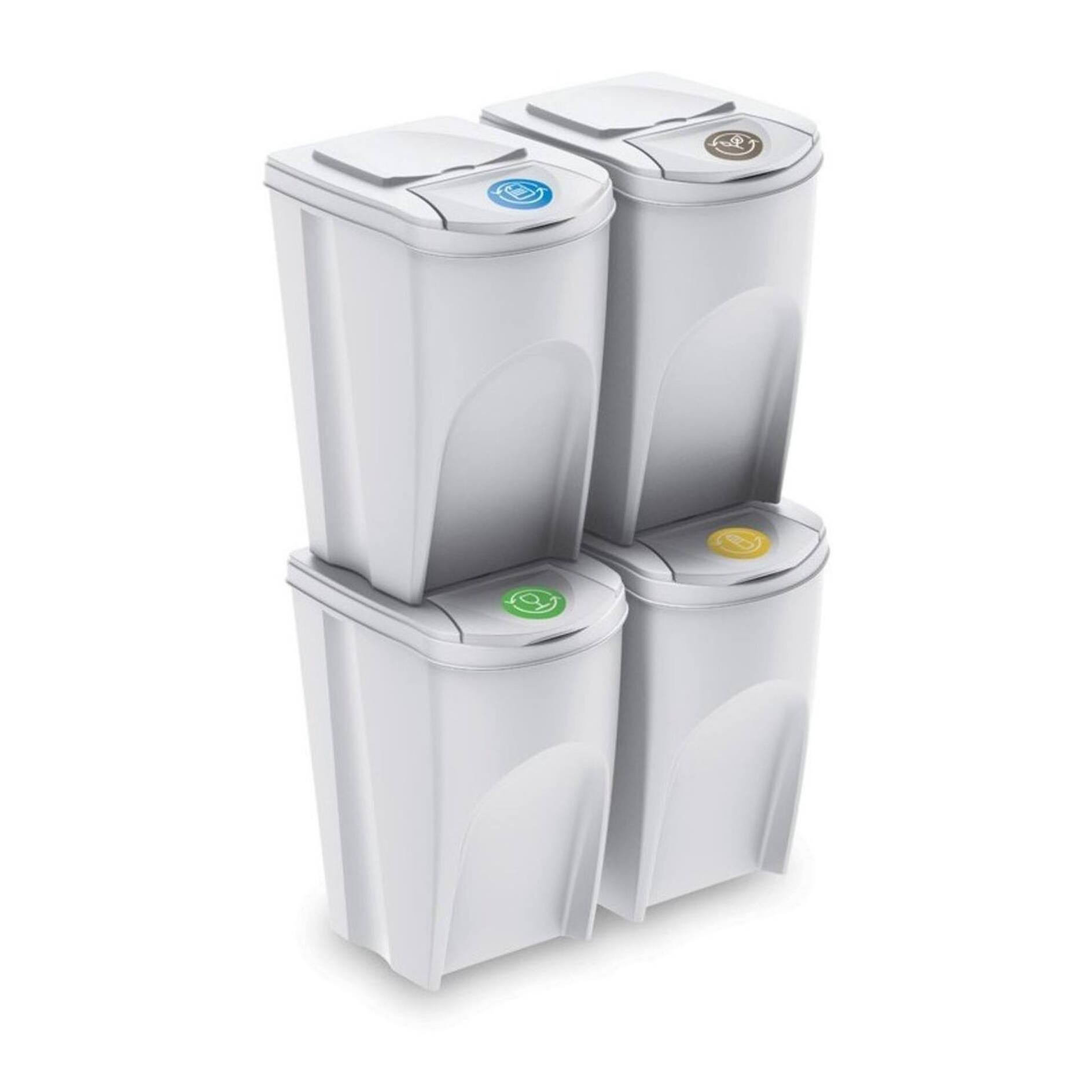 Well home - set de 4 cubos de basura-papelera reciclaje, blanco roto, 4x 35l