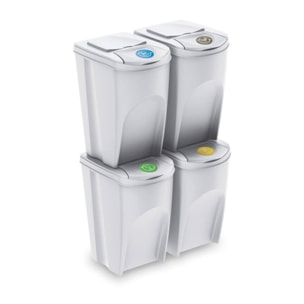 Well home - set de 4 cubos de basura-papelera reciclaje, blanco roto, 4x 35l