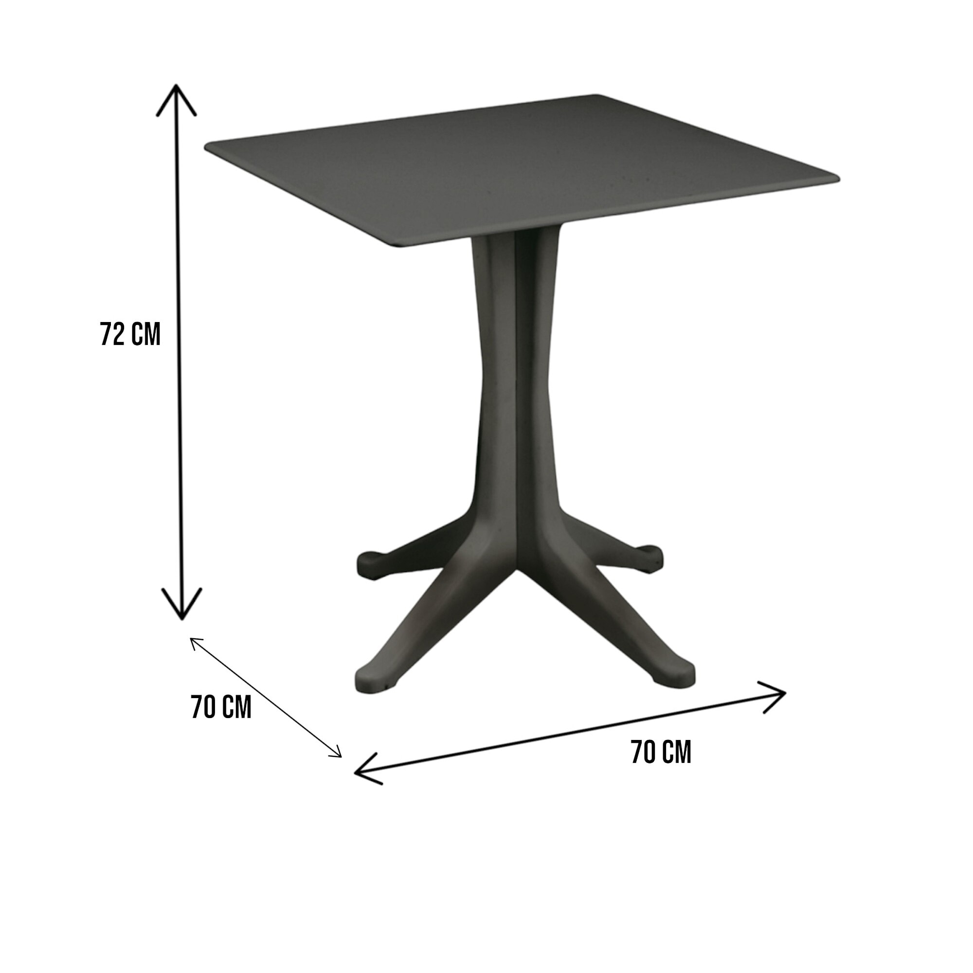 Tavolo da esterno Agostini, Ripiano quadrato fisso, Tavolino da giardino multiuso, 100% Made in Italy, 70x70h72 cm, Antracite
