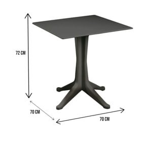 Tavolo da esterno Agostini, Ripiano quadrato fisso, Tavolino da giardino multiuso, 100% Made in Italy, 70x70h72 cm, Antracite