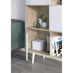 Estantería librería Nordic melamina roble claro-blanco 131x100x30 cm