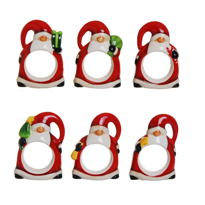 Set 6 porta tovaglioli Excelsa – Xmas, Ceramica rosso