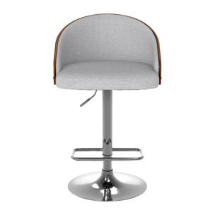 Chaise de bar réglable 63/84 cm en tissu gris clair - Carmelo
