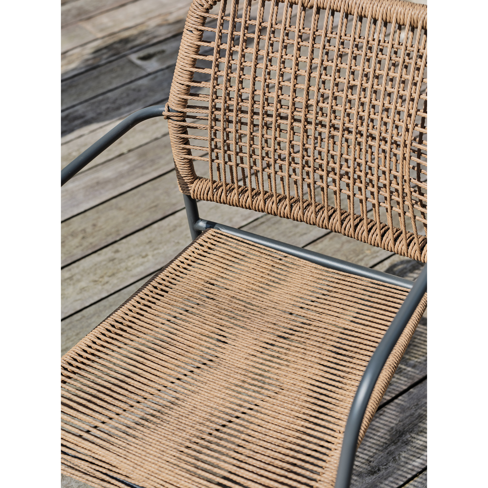 MARCEAU - Lot de 2 fauteuils de jardin en corde et acier gris anthracite