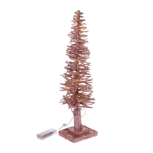 Albero Slim Con 15 Led, In Rattan. Altezza 50 Cm - Pezzi 2 - 14,5X50X11cm - Colore: Dorato - Bianchi Dino - Articoli Natalizi