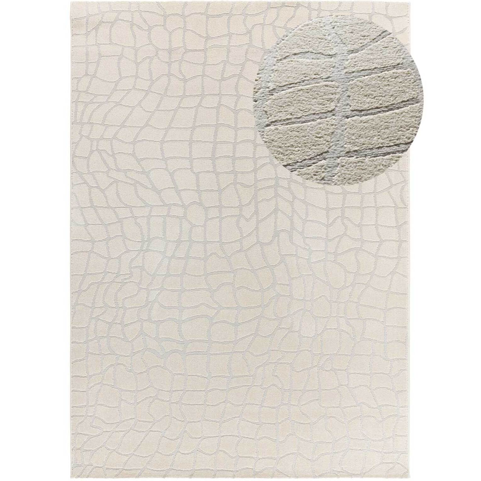 BARESA Alfombra moderna con relieve en tonos crema y gris, varias medidas disponibles