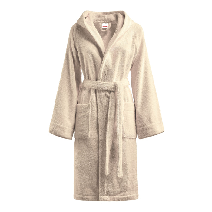 Bassetti Morbido Accappatoio 400 gr con Cappuccio 100% Cotone Uomo Donna Spugna Taglie Forti - ITALY Designed - Collezione MONIQUE - SABBIA 46