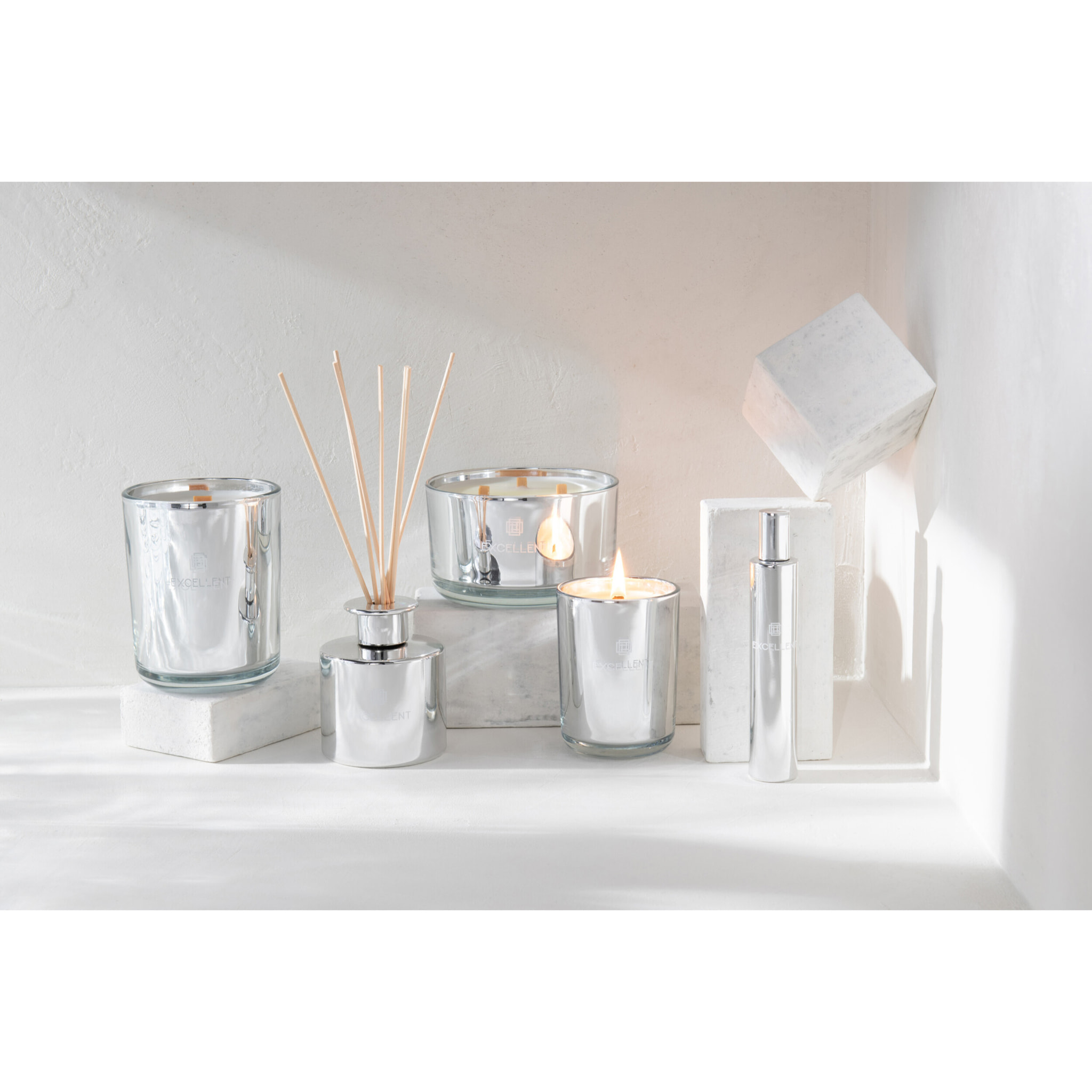 J-Line Bâtonnets parfumés Excellent - Cotton Candy - verre - argent - 150 ml