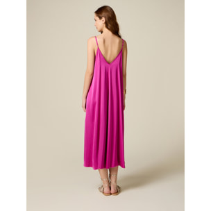 Oltre - Vestido largo en raso de viscosa - Fuchsia