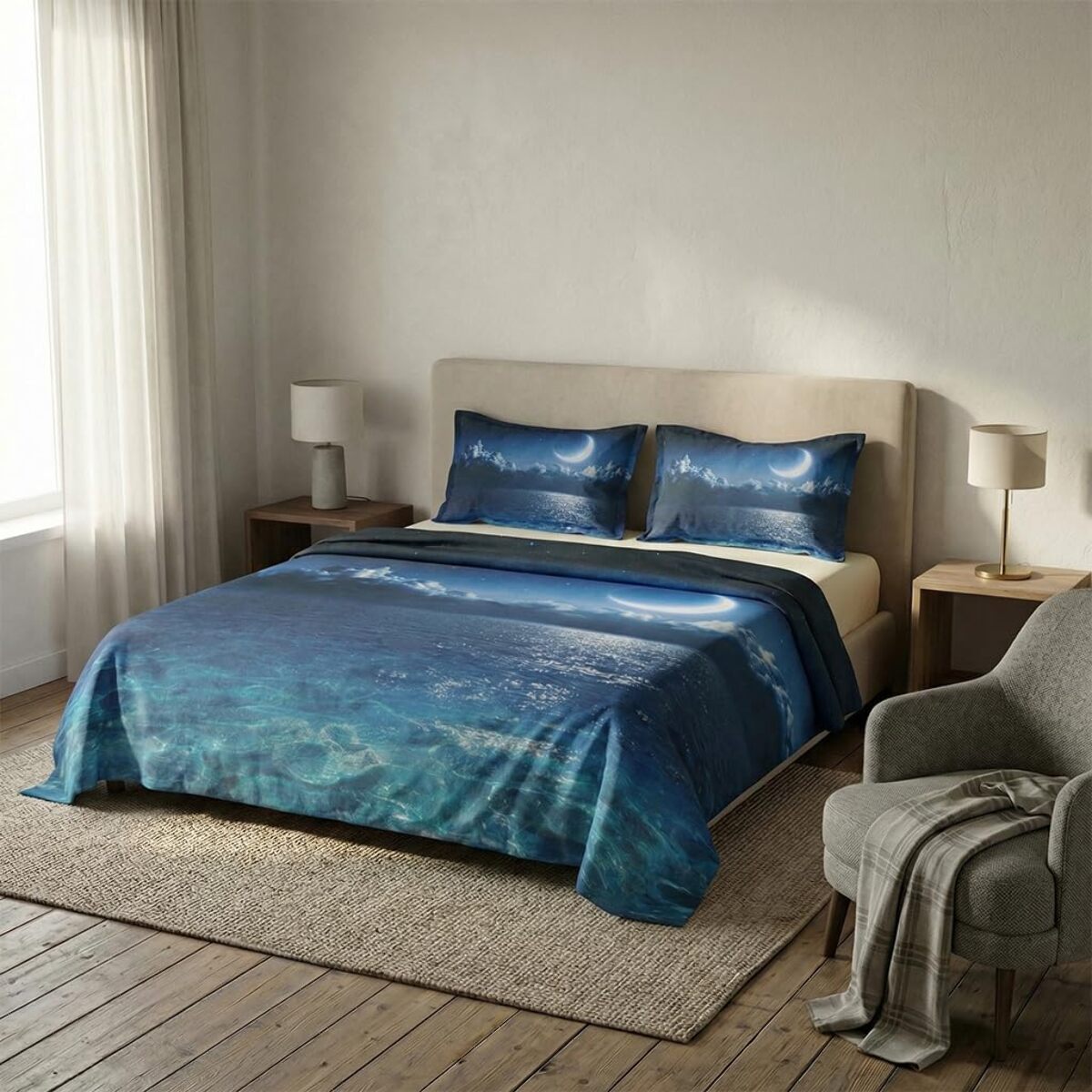 Set completo letto matrimoniale 100% cotone, 180x200 cm, con Stampa Digitale di Alta Qualità, Intrecci