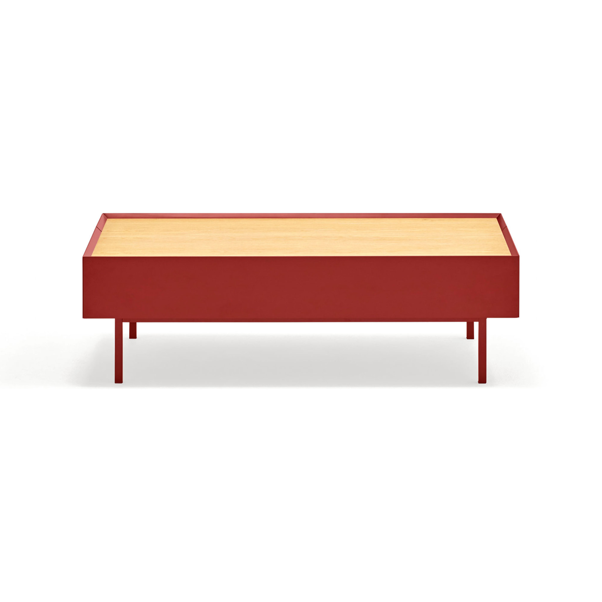 Mesa de centro Arista con 2 cajones burdeos