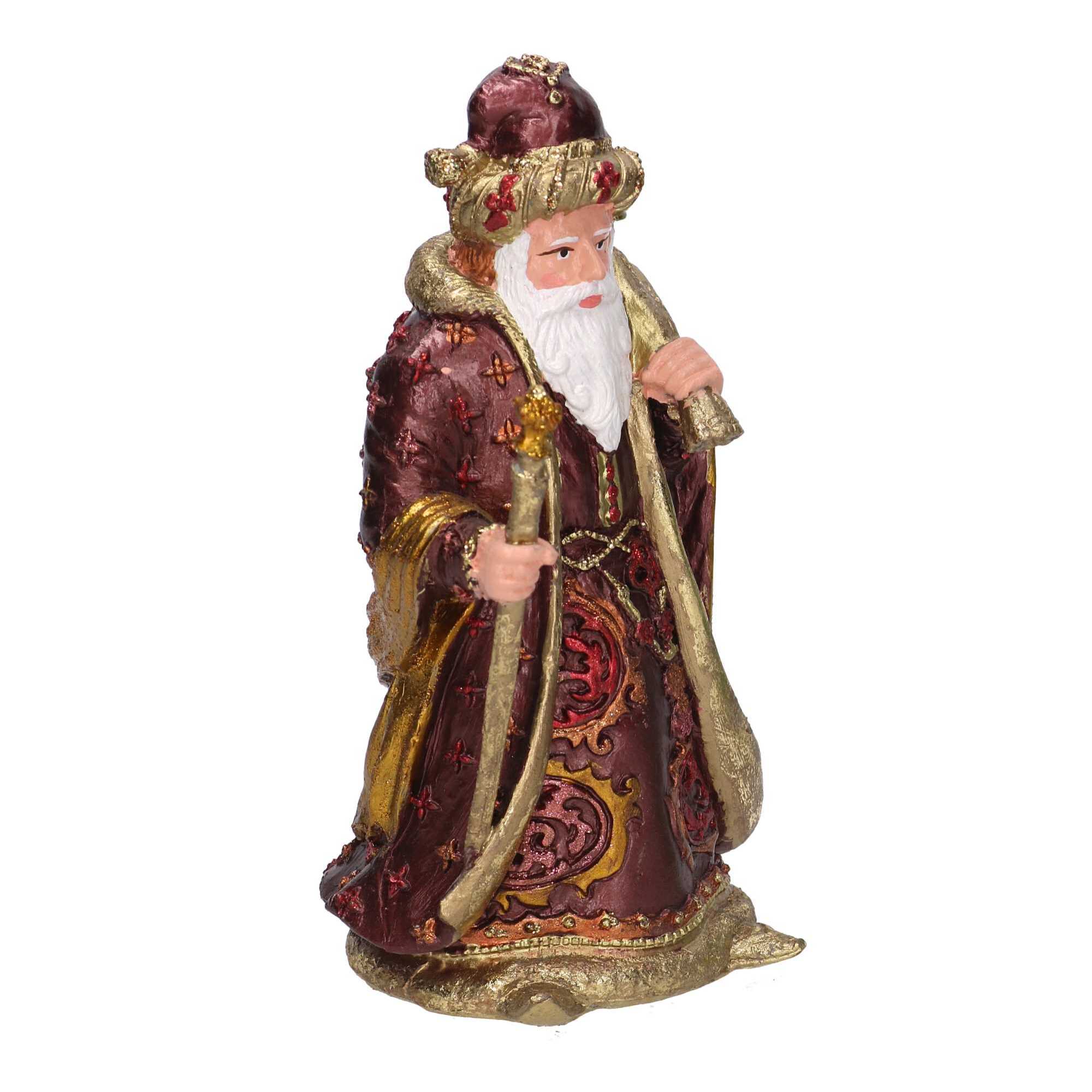 Babbo natale in resina bordeaux e oro cm 12x10h20