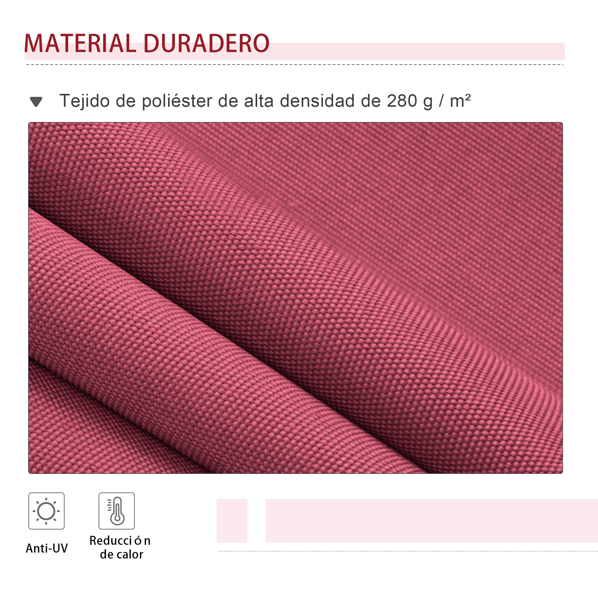 Toldo con Brazo de Aluminio Poliéster y Acero 4x2,5m Rojo