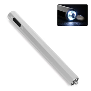 Mini buffer per unghie. Corpo in metallo, luce LED, selettore di direzione di rotazione. Batteria ricaricabile.