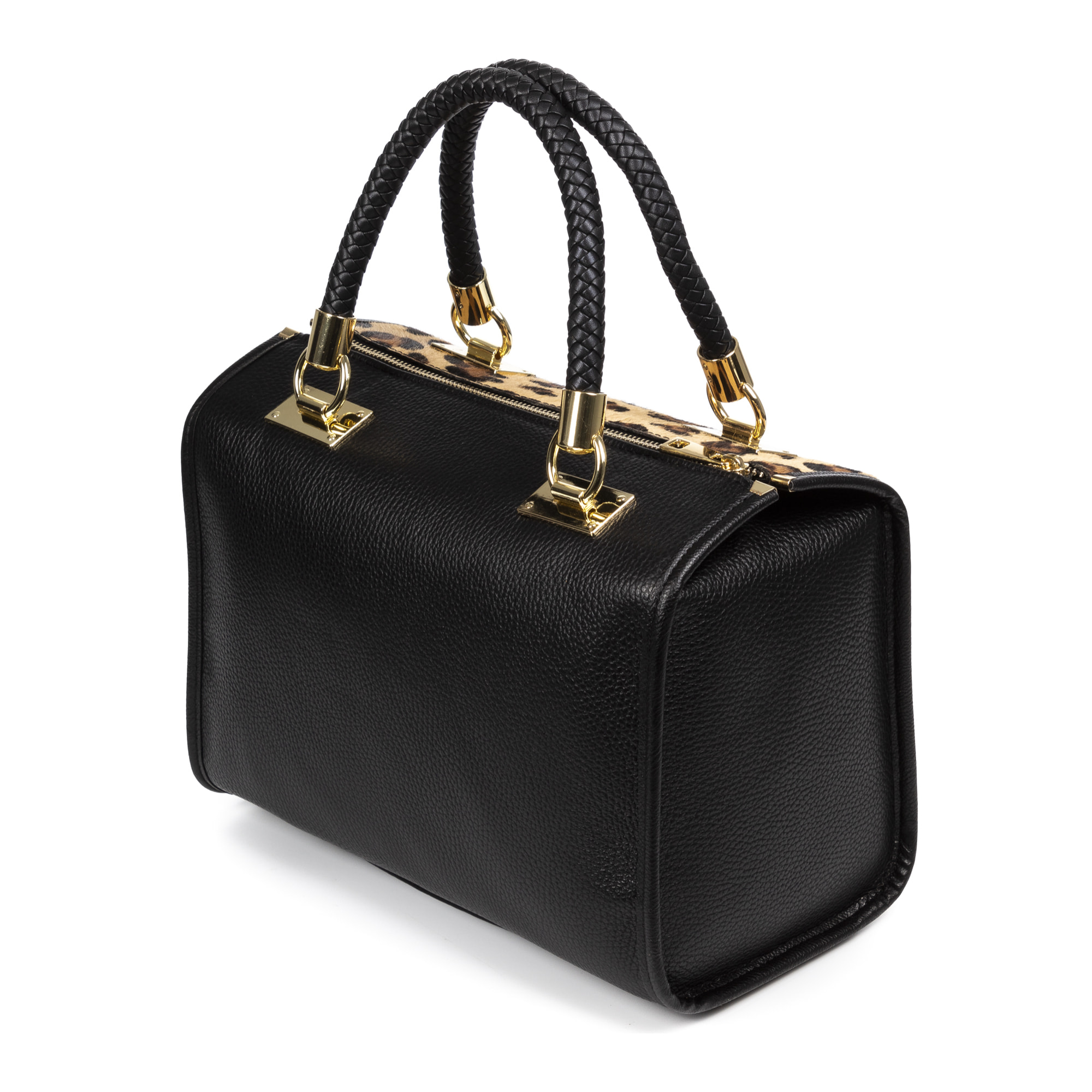 Catena Borsa tote Donna.Pelle autentica Cavallino Leopardo Grande Dollaro