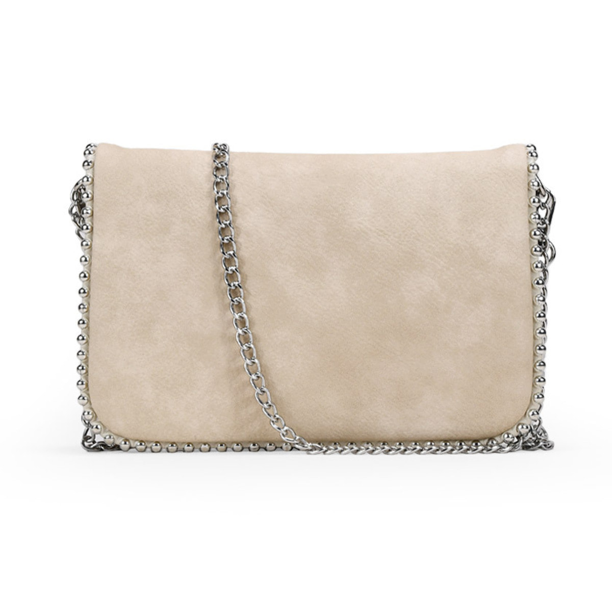 Bolso de hombro beige con cadena