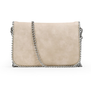Bolso de hombro beige con cadena