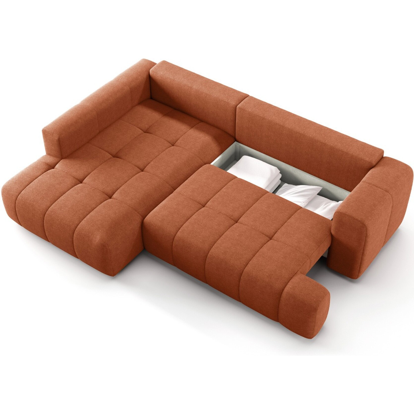 Canapé d'angle gauche convertible 4 places en tissu chenille - ouverture rapide - BRERA