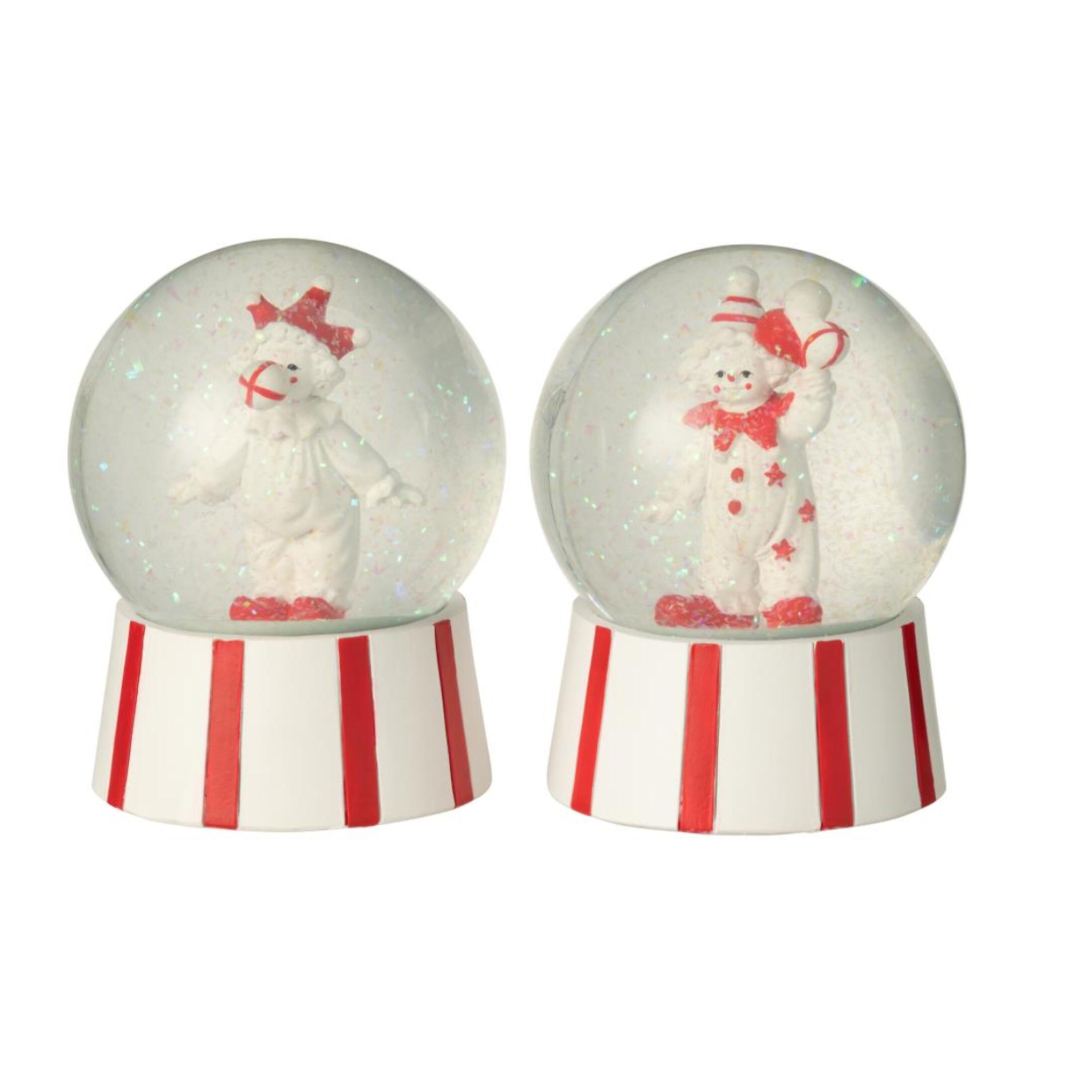 J-Line décoration Boule De Neige Clown - pierre - rouge/blanc - 2 pcs