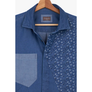 Camici Uomo Kent Jeans Unito Blu