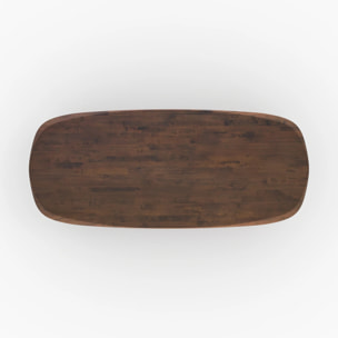 Table rectangulaire en bois d'hévéa massif foncé 8 personnes - Merlin