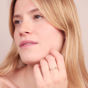 Anello Contrarié con Cubic Zirconia Lilla e Verde