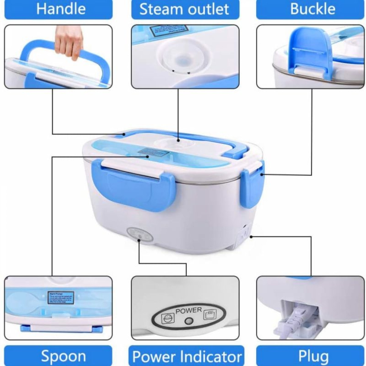 Boite à déjeuner chauffante électrique Bleu Herzberg HG03152-BLU